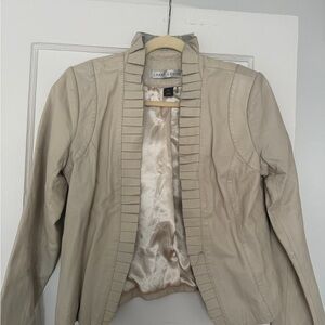 Larry Levine Women's Beige Leather Blazer